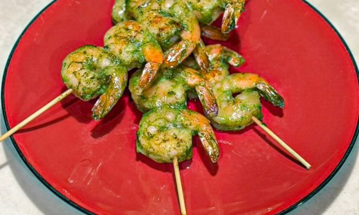 Coriander and Lime Prawn Skewers